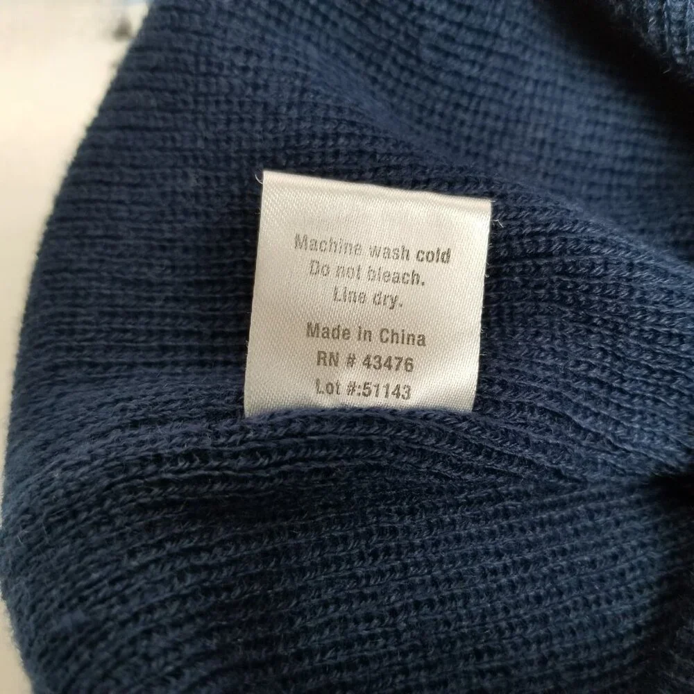 GMI Striped Beanie Boys Navy Green Yellow Knit Acrylic Preppy Winter Hat